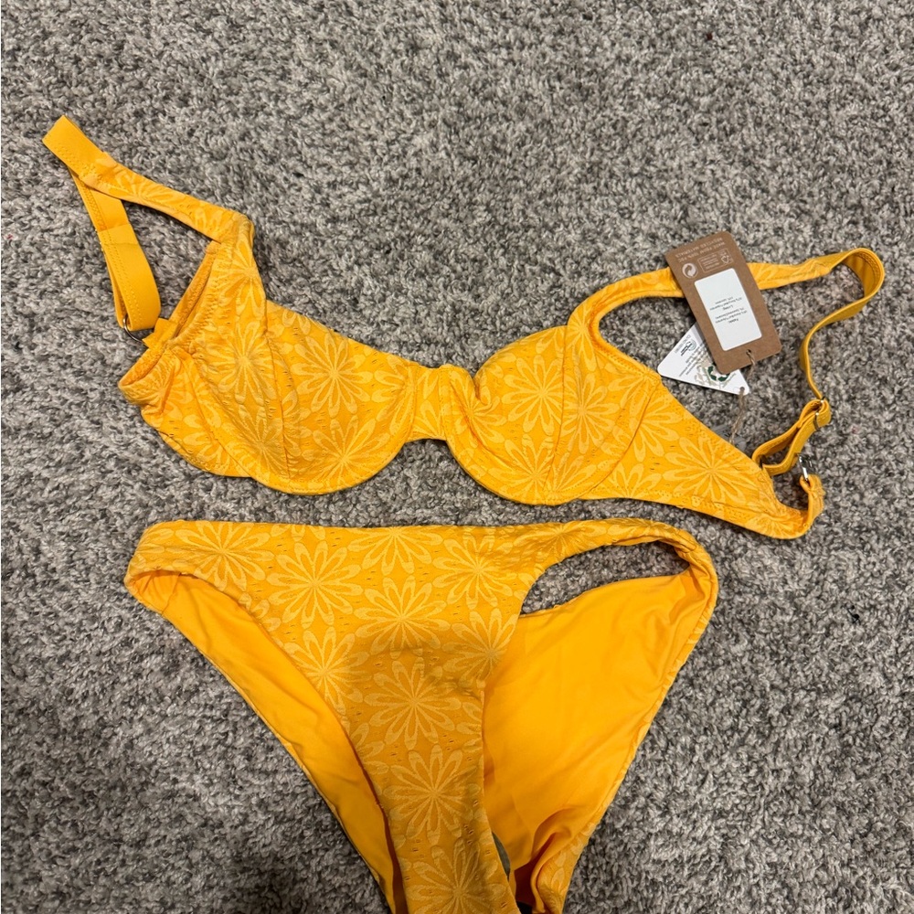 Sunshine Yellow Floral Bikini Set